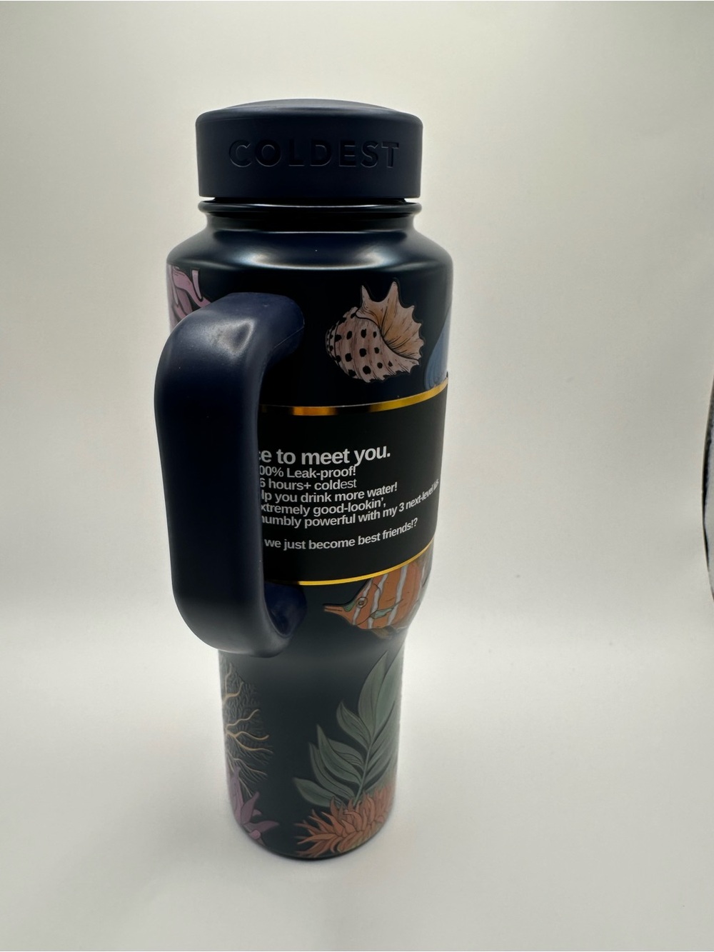 Coldest Limitless Bottle - Glowie Turtle Design (Navy/Pink/Blue) 36 Oz - Picture 6 of 8